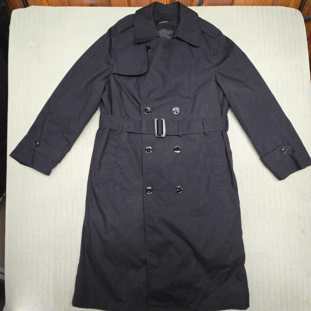 Garrison Collection Coat Mens 36R Black All Weather Trench Belted Army Lined